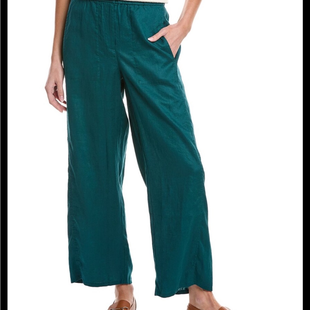 Eileen Fisher Blue Wide Leg Linen Pants